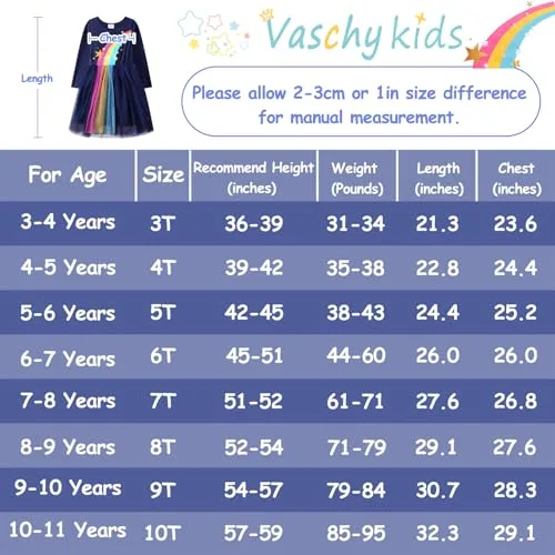 VASCHY ▫️ Vestidos para meninas, vestido de manga comprida, vestido de unicórnio, princesa, borboleta e sereia, vestidos, roupa de tule, festa de verão, vestido de festa, 2-10 anos 6
