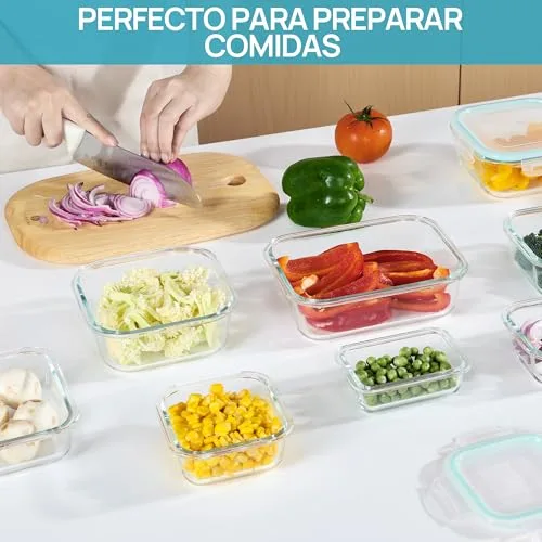 Vtopmart ▫️ Conjunto de 8 recipientes de vidro herméticos com tampa 3