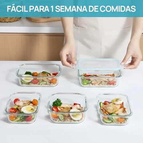 Vtopmart ▫️ Conjunto de 8 recipientes de vidro herméticos com tampa 4