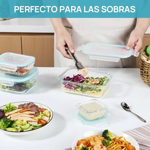Vtopmart ▫️ Conjunto de 8 recipientes de vidro herméticos com tampa 5