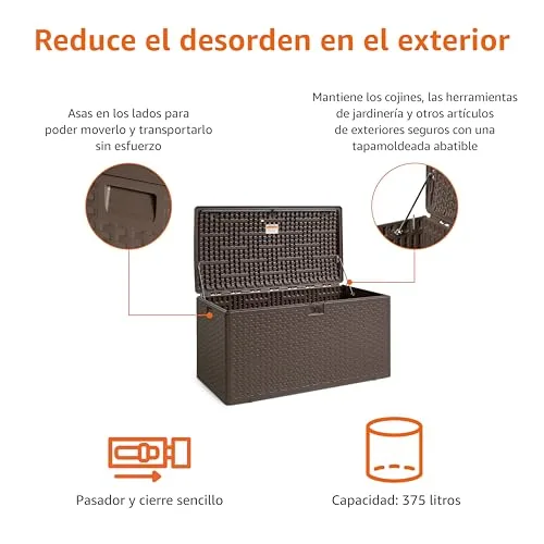 Amazon Basics ▫️ Cofre para exterior, caixa de arrumação, 375 l, castanho 2