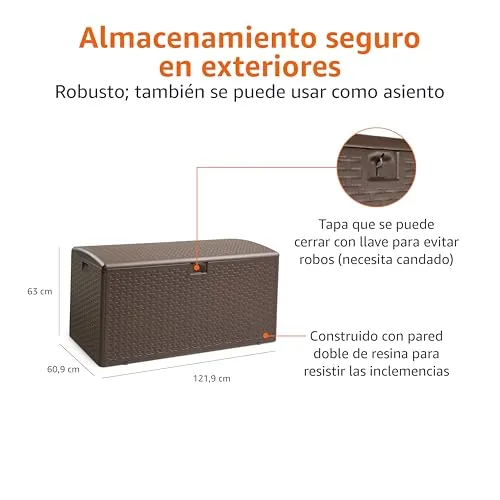 Amazon Basics ▫️ Cofre para exterior, caixa de arrumação, 375 l, castanho 3