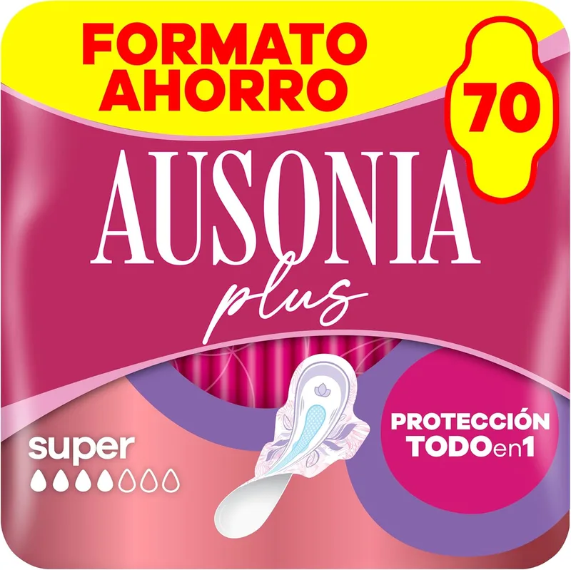 AUSONIA ▫️ Absorvente Ultra Plus Normal com Asas, 70 unidades, Proteção e Perfume Ligeiro Tudo Num Só
