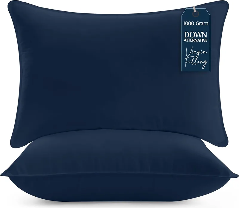 Utopia Bedding ▫️ Almofadas de cama Utopia (2 peças), almofadas de qualidade superior 50 x 70 cm, fibra oca de silicone virgem, almofadas macias e fáceis de cuidar (azul-marinho)