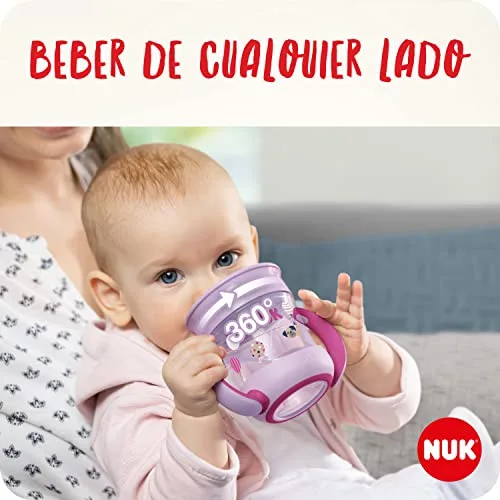 NUK ▫️ Mini Magic Cup Night – copo com bico para beber | +6 meses | 160 ml | Borda à prova de derrames de 360° para beber de qualquer lado | Brilha no escuro | Sem BPA | Leão (azul) | 2 unidades. 2