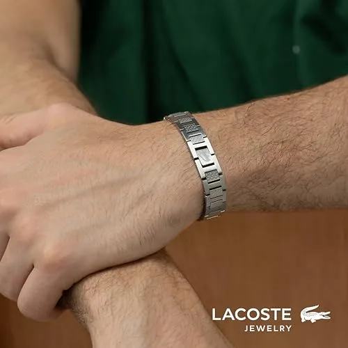 Lacoste ▫️ Pulseira de elos da coleção METROPOLE, decorada com um padrão Petit Piqué – Disponível para homem e mulher 2