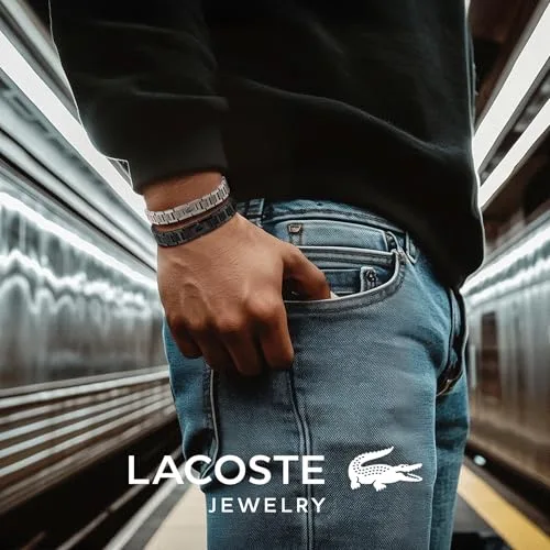 Lacoste ▫️ Pulseira de elos da coleção METROPOLE, decorada com um padrão Petit Piqué – Disponível para homem e mulher 3