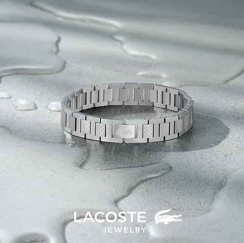 Lacoste ▫️ Pulseira de elos da coleção METROPOLE, decorada com um padrão Petit Piqué – Disponível para homem e mulher 4