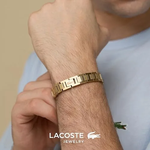 Lacoste ▫️ Pulseira de elos da coleção METROPOLE, decorada com um padrão Petit Piqué – Disponível para homem e mulher 3