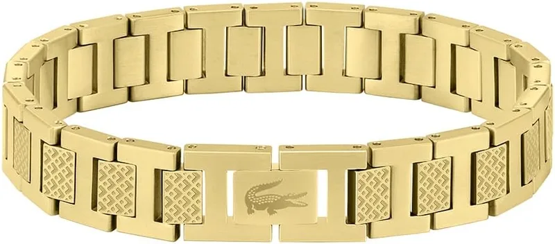 Lacoste ▫️ Pulseira de elos da coleção METROPOLE, decorada com um padrão Petit Piqué – Disponível para homem e mulher