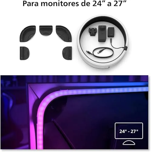 Philips Hue ▫️ Fita de luzes LED inteligente Hue Play Gradient para PC, 24-27", luz branca e colorida, sincroniza-se com o conteúdo do ecrã 4