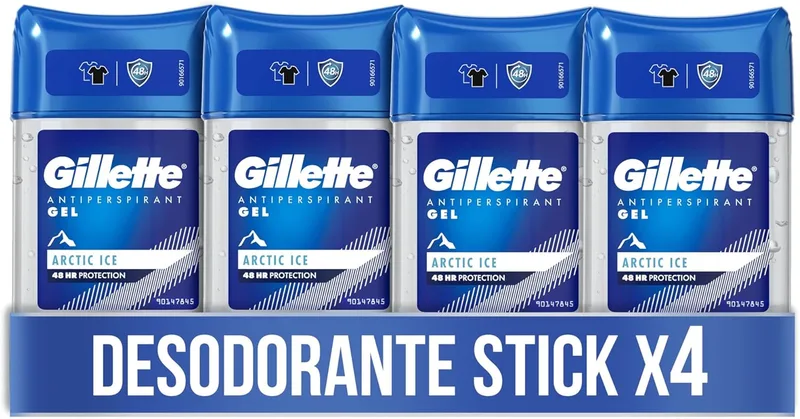 Gillette ▫️ Gel Desodorizante e Antitranspirante Clear Men's Artic Ice, 4x70 ml