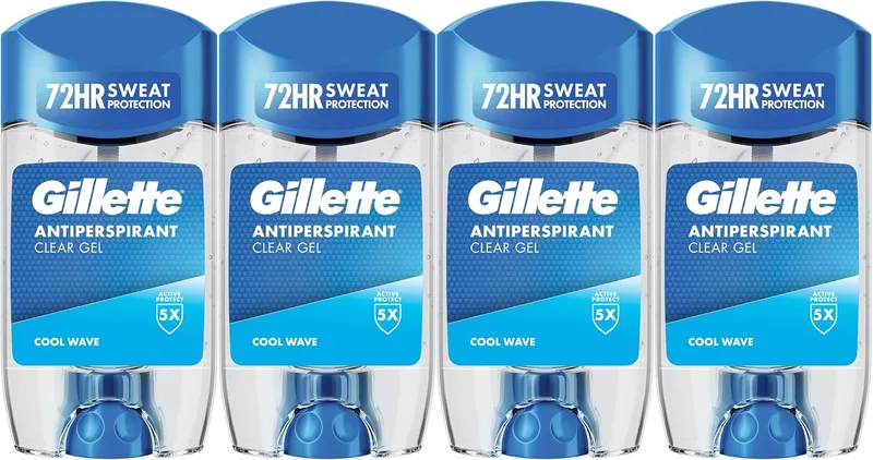 Gillette ▫️ Clear Gel Cool Wave Antitranspirante e Desodorizante para Homem 4x70 ml