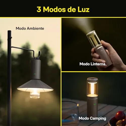HOTO ▫️ Lanterna de campismo, recarregável por USB-C, ecrã amovível 3