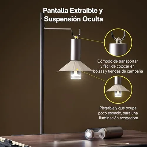 HOTO ▫️ Lanterna de campismo, recarregável por USB-C, ecrã amovível 4
