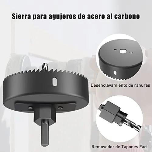 HYCHIKA BETTER TOOLS FOR BETTER LIFE ▫️ HYCHIKA Brocas de Coroa, conjunto de 19 peças de serras circulares com 13 serras de Ø19-127 mm, broca ideal para painéis de madeira finos, placas de PVC e plástico 3