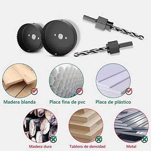 HYCHIKA BETTER TOOLS FOR BETTER LIFE ▫️ HYCHIKA Brocas de Coroa, conjunto de 19 peças de serras circulares com 13 serras de Ø19-127 mm, broca ideal para painéis de madeira finos, placas de PVC e plástico 5
