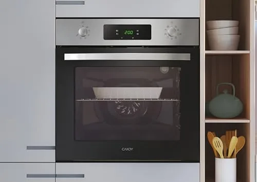 CANDY ▫️ Idea FIDC X696 L, Forno multifunções pirolítico, 70 L, 1 tabuleiro e 1 grelha, ventilador radial, aquálise, convecção + ventilador, 9 funções, comandos PushPull, porta com 3 vidros, aço inoxidável e preto 2