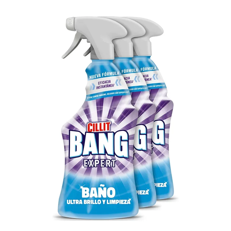 Cillit Bang ▫️ Casa de Banho Ultra Brilho, potente produto de limpeza para a casa de banho, em spray - Embalagem de 3 x 750 ml.
