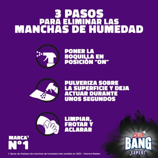 BANG ▫️ Cillit Manchas de Humidade e Sujeira, potente produto de limpeza para juntas pretas, casa de banho, cozinha, embalagem de 3 x 750 ml, total de 2,25 L. 6