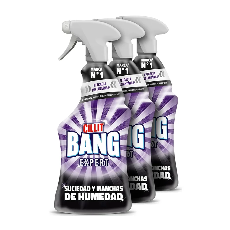 BANG ▫️ Cillit Manchas de Humidade e Sujeira, potente produto de limpeza para juntas pretas, casa de banho, cozinha, embalagem de 3 x 750 ml, total de 2,25 L.