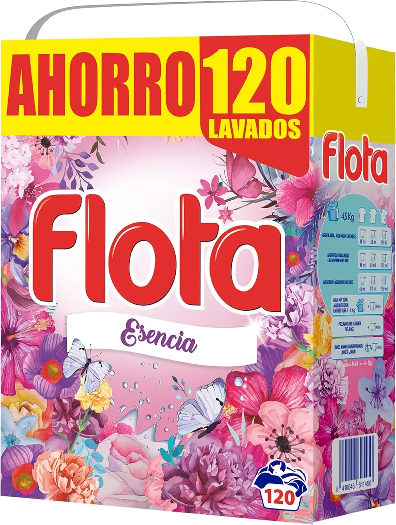 FLOTA ▫️ Esencia | Detergente em pó para máquina de lavar | Roupa branca e de cor | Anti-manchas e anti-odores | 120 lavagens