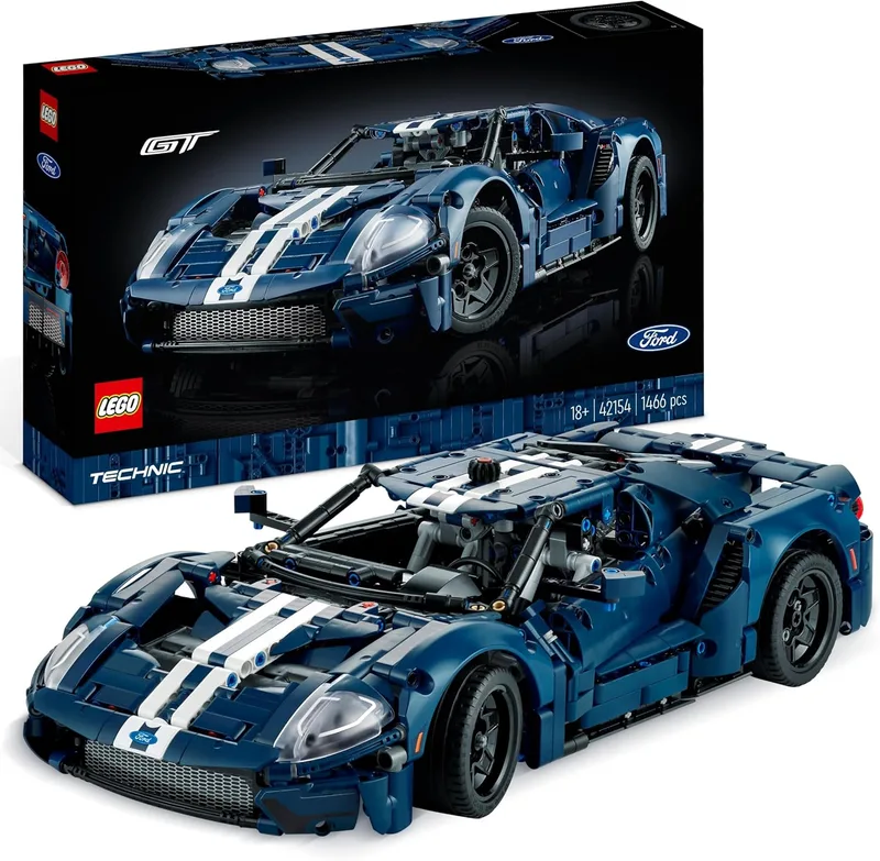 LEGO ▫️ Technic Ford GT 2022, Modelo para montar para adultos, Modelo de carro à escala 1:12, Edição de coleção, Réplica com detalhes 42154