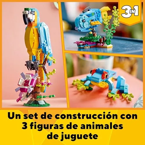 LEGO ▫️ Creator 3 em 1: Papagaio Exótico, Peixe ou Rã, Figuras de Animais de Brincar para Construir, Presente para Meninos e Meninas a partir dos 7 Anos, Conjunto Criativo 31136 3
