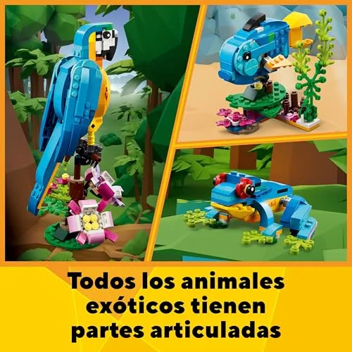 LEGO ▫️ Creator 3 em 1: Papagaio Exótico, Peixe ou Rã, Figuras de Animais de Brincar para Construir, Presente para Meninos e Meninas a partir dos 7 Anos, Conjunto Criativo 31136 5