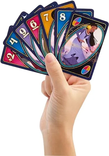 Mattel Games ▫️ UNO - Jogo de cartas Disney Wish para crianças, noites em família e adultos, com personagens do filme e uma regra especial, para 2 a 10 jogadores 2
