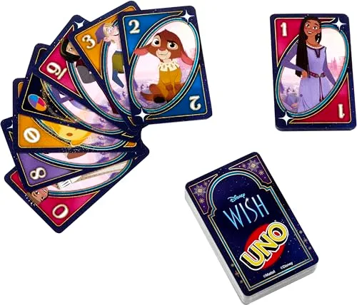 Mattel Games ▫️ UNO - Jogo de cartas Disney Wish para crianças, noites em família e adultos, com personagens do filme e uma regra especial, para 2 a 10 jogadores 3