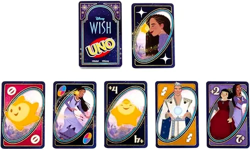 Mattel Games ▫️ UNO - Jogo de cartas Disney Wish para crianças, noites em família e adultos, com personagens do filme e uma regra especial, para 2 a 10 jogadores 5
