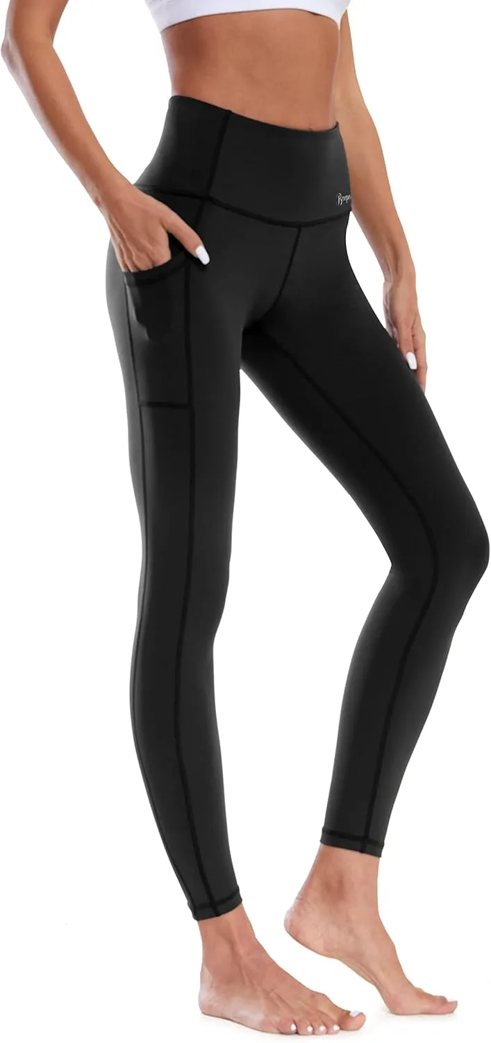 Buepeara ▫️ Leggings desportivas com bolsos, cintura alta, calças de corrida