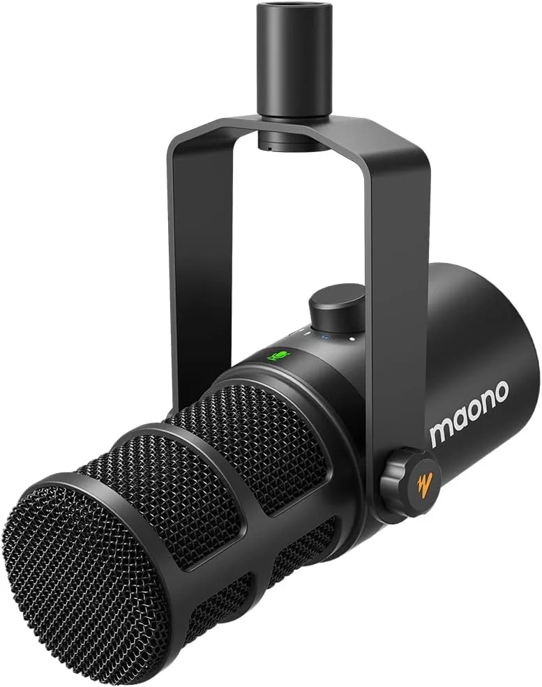 MAONO ▫️ Microfone XLR USB Dinâmico para Podcast, PC, Broadcasting, Gravação, Streaming e Jogos com Software, EQ, Tap-to-Mute, Controlo de Ganho e Volume