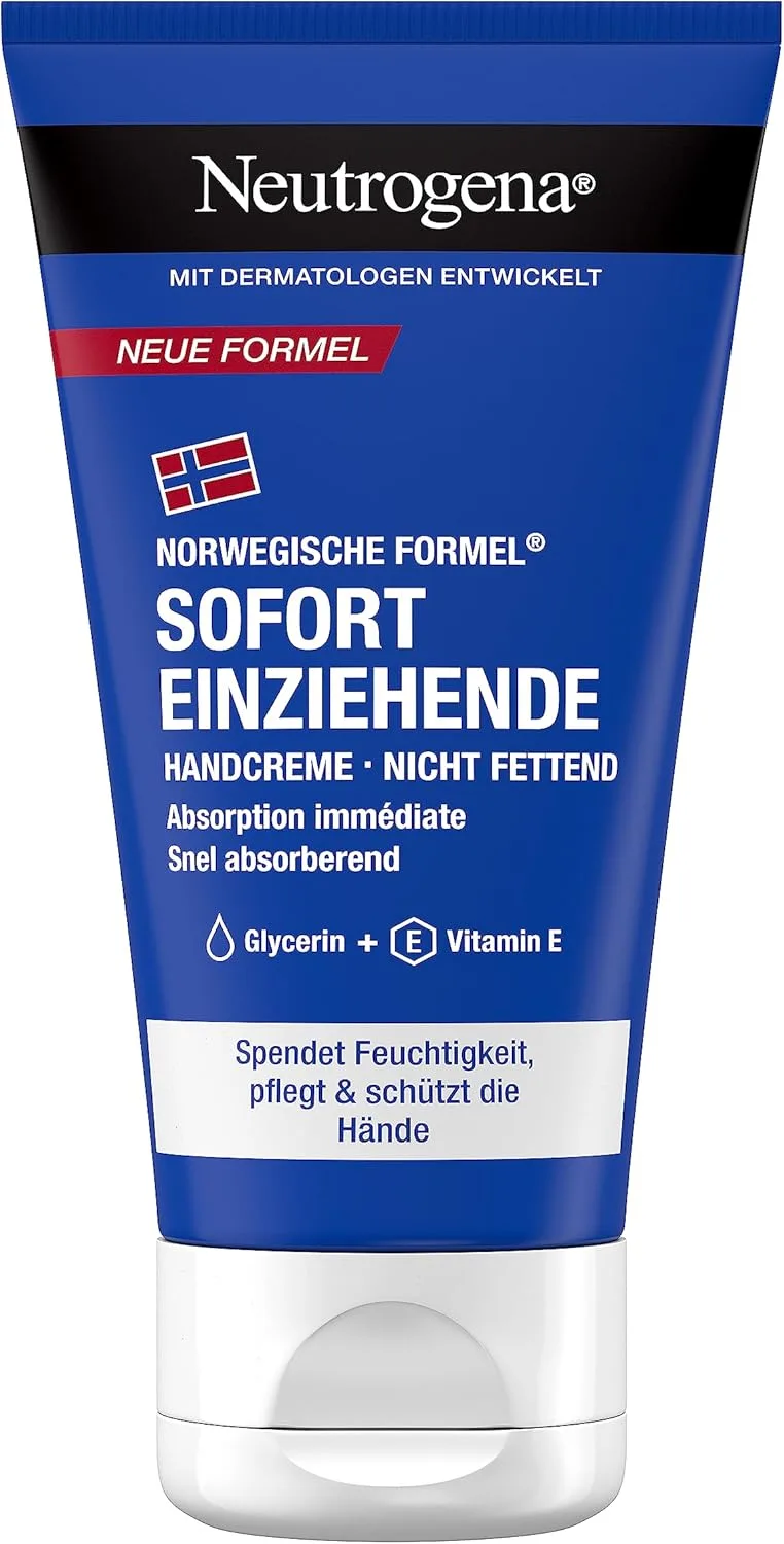 Neutrogena ▫️ Creme para as mãos de absorção imediata (75 ml), creme hidratante leve e não oleoso com glicerina + vitamina E para mãos secas e gretadas