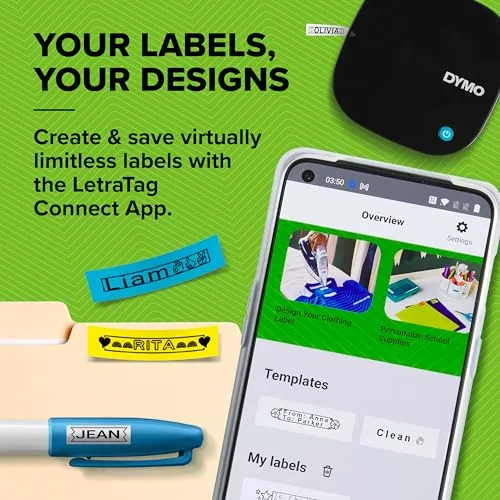 DYMO ▫️ Etiquetadora LetraTag 200B Bluetooth | Impressora de etiquetas compacta | Liga-se através da tecnologia sem fios Bluetooth a dispositivos iOS e Android | Inclui 3 rolos de etiquetas 2