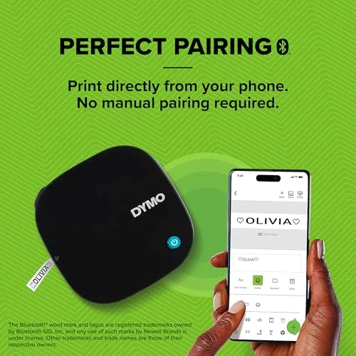 DYMO ▫️ Etiquetadora LetraTag 200B Bluetooth | Impressora de etiquetas compacta | Liga-se através da tecnologia sem fios Bluetooth a dispositivos iOS e Android | Inclui 3 rolos de etiquetas 3