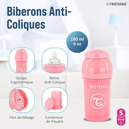 TWISTSHAKE ▫️ Conjunto Inicial para Recém-Nascidos, 9 peças – 4 biberões anticólicos, 2 chupetas, 2 tetinas grandes, 1 escova de limpeza, 0 meses, menina, 78961 2