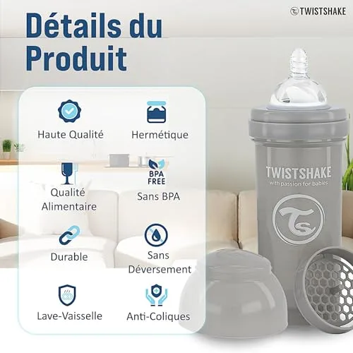 TWISTSHAKE ▫️ Conjunto Inicial para Recém-Nascidos, 9 peças – 4 biberões anticólicos, 2 chupetas, 2 tetinas grandes, 1 escova de limpeza, 0 meses, menina, 78961 3