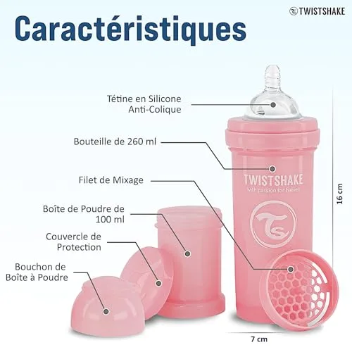 TWISTSHAKE ▫️ Conjunto Inicial para Recém-Nascidos, 9 peças – 4 biberões anticólicos, 2 chupetas, 2 tetinas grandes, 1 escova de limpeza, 0 meses, menina, 78961 4
