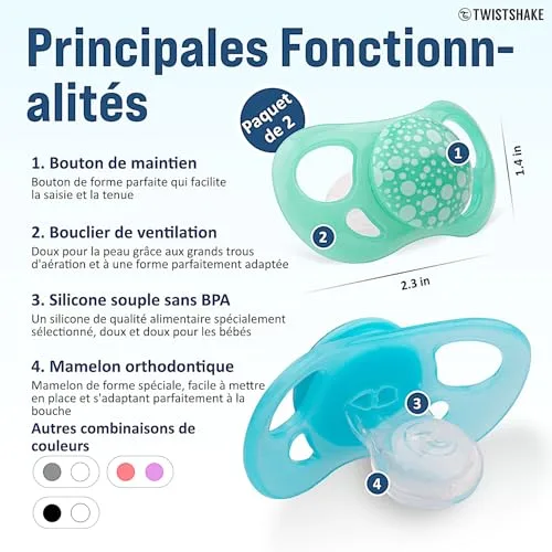 TWISTSHAKE ▫️ Conjunto Inicial para Recém-Nascidos, 9 peças – 4 biberões anticólicos, 2 chupetas, 2 tetinas grandes, 1 escova de limpeza, 0 meses, menina, 78961 5
