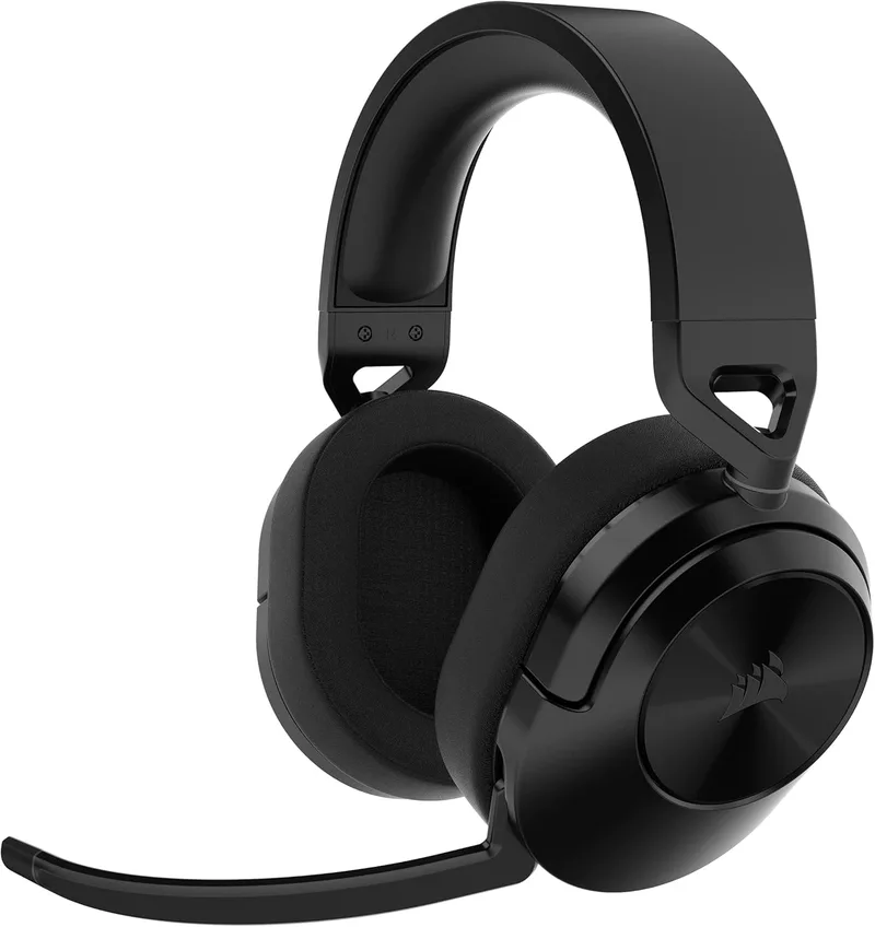 Corsair ▫️ HS55 WIRELESS CORE Auscultadores leves para jogos - Microfone omnidirecional - Transdutores de neodímio - Alcance até 15 metros - iCUE - PC, PS5, PS4, Nintendo Switch - Carbono