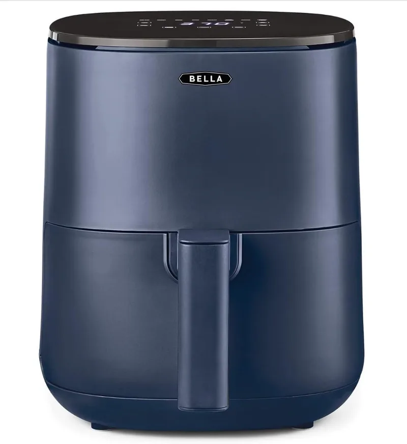 BELLA ▫️ Air Fryer com ecrã tátil de 3L, sem pré-aquecimento, frigideira antiaderente e tabuleiro para batatas fritas, cor azul mate