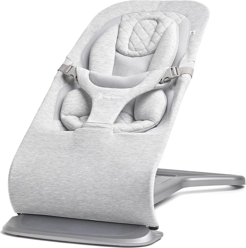 Espreguiçadeira Ergobaby Evolve 3 em 1, espreguiçadeira ergonómica para recém-nascidos desde o nascimento até ao bebé, almofada para recém-nascidos (2,5 kg - 13,2 kg), cinzento claro