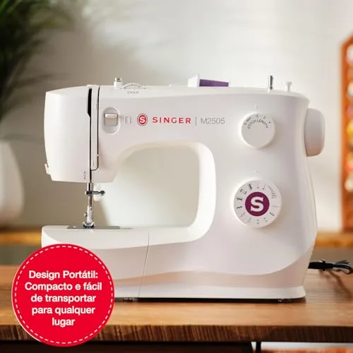 Singer ▫️ Máquina de costura portátil M2505, 11 pontos integrados, casa de botão automática em 4 passos, braço livre, elevação dupla do calcador, ideal para principiantes e trabalhos manuais 6