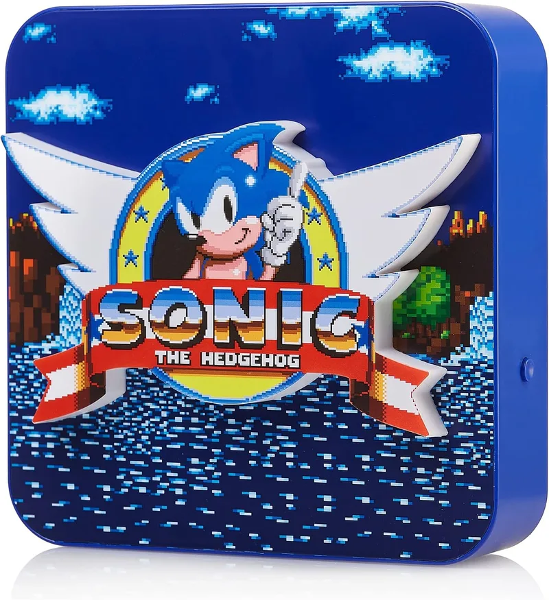 Numskull ▫️ Lâmpada de secretária e de parede Sonic The Hedgehog - Acessório de iluminação ambiente para quarto, casa, estúdio, escritório, local de trabalho - Produto oficial do Sonic The Hedgehog