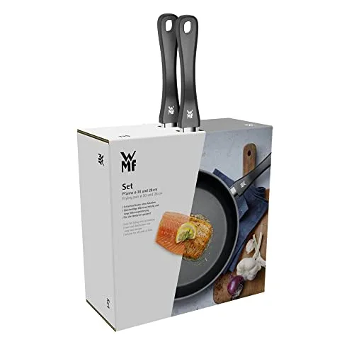 WMF ▫️ Devil - Conjunto de 2 frigideiras antiaderentes de 20-28 cm, frigideira em aço inoxidável com revestimento antiaderente, adequada para todos os tipos de fogões, incluindo os de indução, cor preta 7