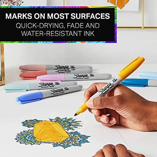 Sharpie ▫️ Conjunto de presente com marcadores permanentes, mealheiro em forma de unicórnio e marcadores, ponta fina, sortido de cores Mystic Gem, 16 unidades, presentes com tema de unicórnio para meninos e meninas 4