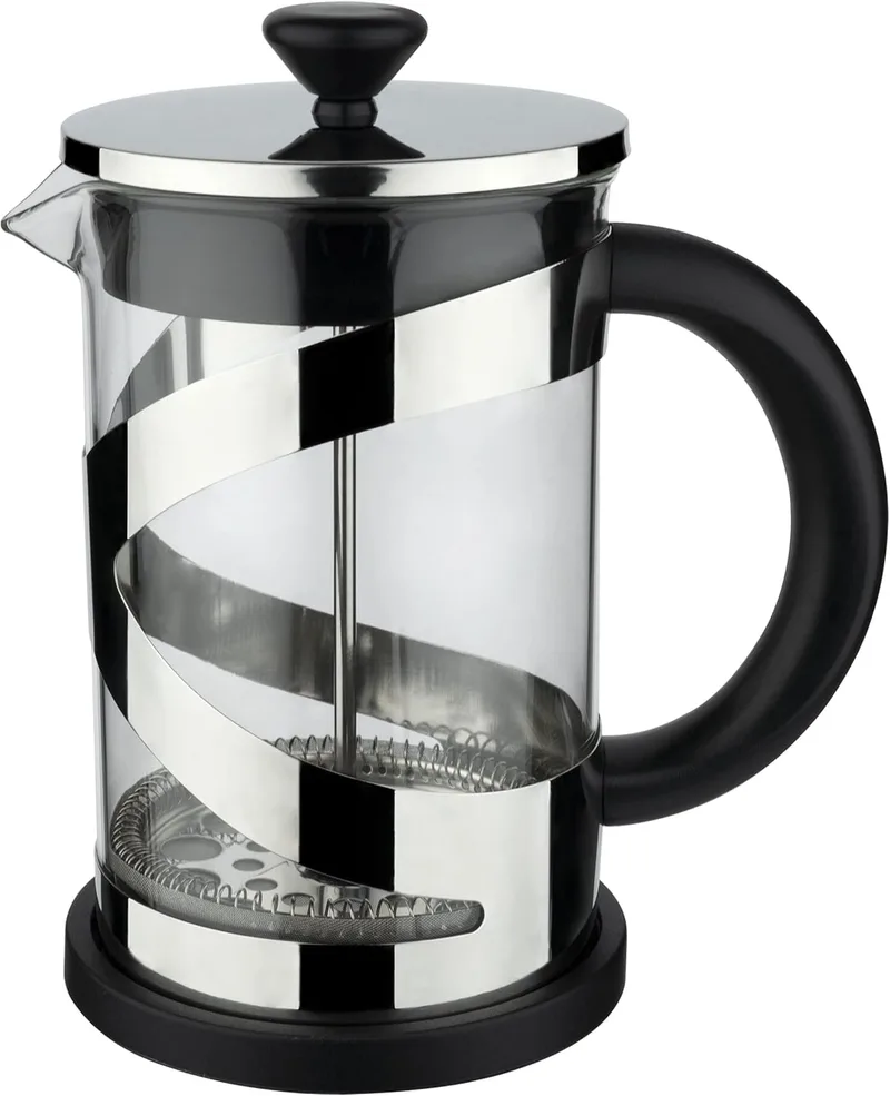 Café Olé ▫️ Classico Cromo, cafeteira, 350 ml / 1 chávena / 3 chávenas de café expresso, cafeteira francesa, filtro de malha de aço inoxidável, corpo em vidro, acabamento cromado