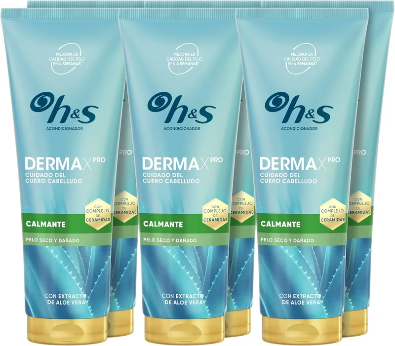 h&s ▫️ DermaXPro Suavizante. Light Conditioner 6x220ml com Extrato de Aloé Vera e Complexo de Ceramidas. Hidrata o cabelo, acalma o couro cabeludo seco e com comichão e protege contra a caspa.